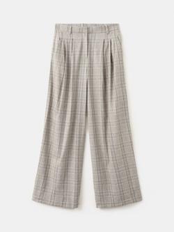Mango High Waisted Check Tailored Trousers, Stone, Stone