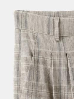Mango High Waisted Check Tailored Trousers, Stone - view 2, Stone