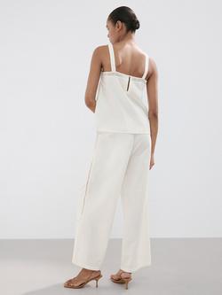 Mango Embroidered Palazzo Trousers, Off White - view 2, Off White
