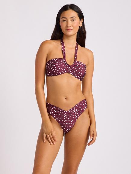 Seafolly Dolce Dot Halterneck Bikini Top, Dark Burgundy, Dark Burgundy