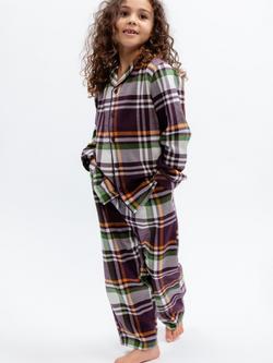 Minijammies Kids' Check Pyjama Set, Plum/Multi, Plum/Multi
