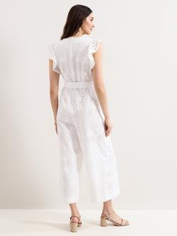 Phase Eight Talulah Broderie Wide Leg Jumpsuit, White - view 2, White