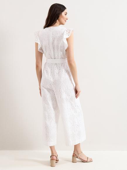 Phase Eight Talulah Broderie Wide Leg Jumpsuit, White - view 2, White