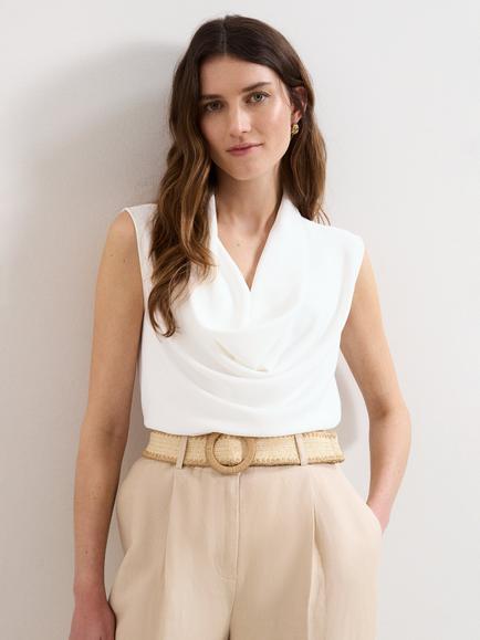 Phase Eight Ella Sleeveless Cowl Neck Top, Ivory, Ivory