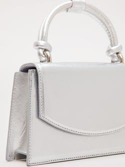 Phase Eight Top Handle Leather Clutch Bag, Silver - view 2, Silver