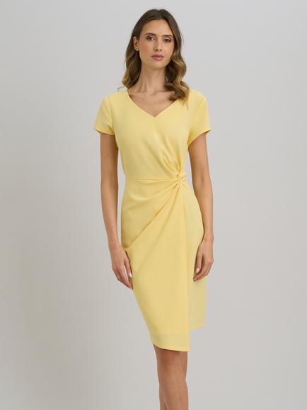 Gina Bacconi Peggy Short Faux Wrap V-Neck Dress, Yellow, Yellow