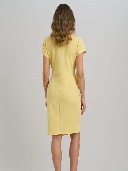 Gina Bacconi Peggy Short Faux Wrap V-Neck Dress, Yellow - view 2, Yellow