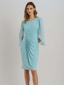 Gina Bacconi Ryder Faux Wrap Tulip Sleeve Dress, Aqua, Aqua