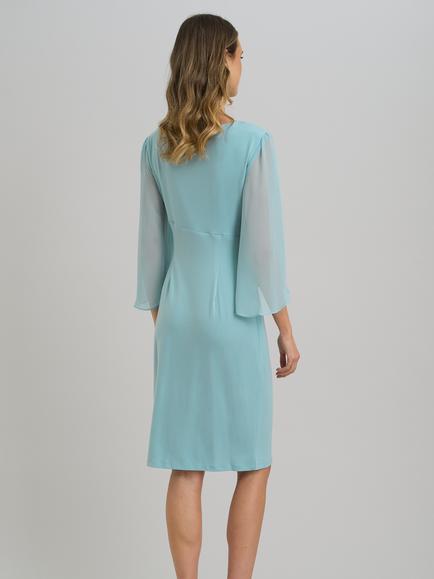 Gina Bacconi Ryder Faux Wrap Tulip Sleeve Dress, Aqua - view 2, Aqua
