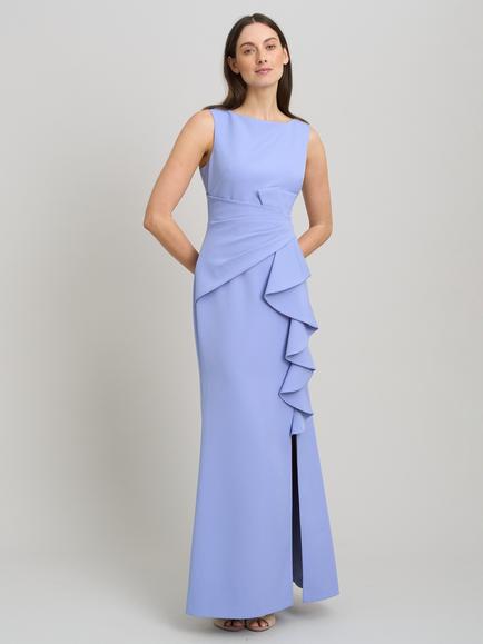 Gina Bacconi Clio Draped Ruffle Detail Maxi Dress, Perri, Perri