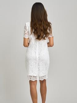 Gina Bacconi Reid Lace Shift Dress, White - view 2, White