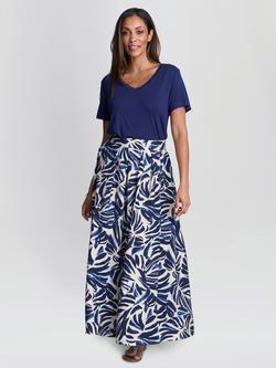 Gina Bacconi Enid Abstract Print Elastic Waist Skirt, Navy, Navy