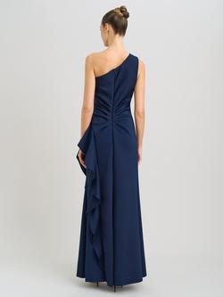 Gina Bacconi Darby One Shoulder Frill Dress, Midnight - view 2, Midnight
