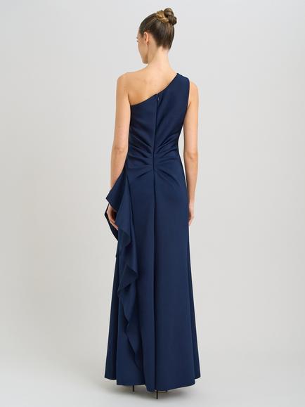 Gina Bacconi Darby One Shoulder Frill Dress, Midnight - view 2, Midnight