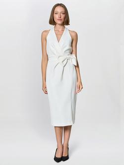 Gina Bacconi Elliana Bow Detail Midi Dress, Ivory, Ivory
