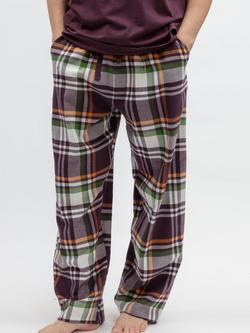 Cyberjammies Check Cotton Pyjama Bottoms, Plum/Multi, Plum/Multi