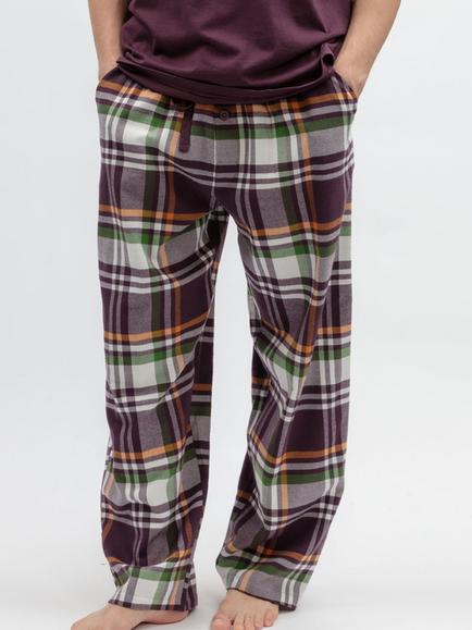 Cyberjammies Check Cotton Pyjama Bottoms, Plum/Multi, Plum/Multi