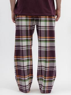 Cyberjammies Check Cotton Pyjama Bottoms, Plum/Multi - view 2, Plum/Multi