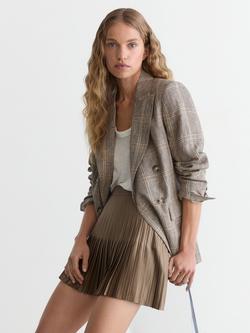 Reiss Sadie Pleated A-Line Mini Skirt, Mocha Brown, Mocha Brown