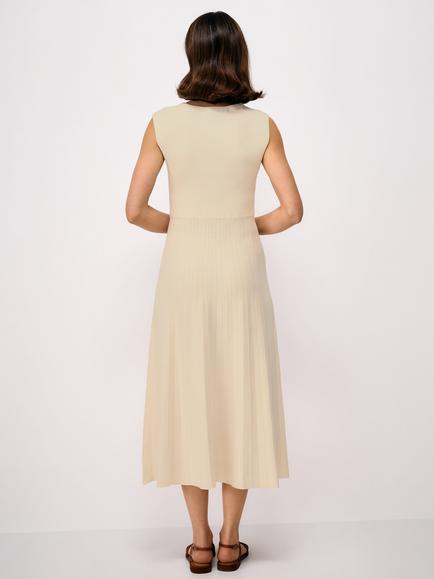 Crew Clothing Lou Cotton Blend Ribbed Knitted Midi Dress, Off White - view 2, Off White