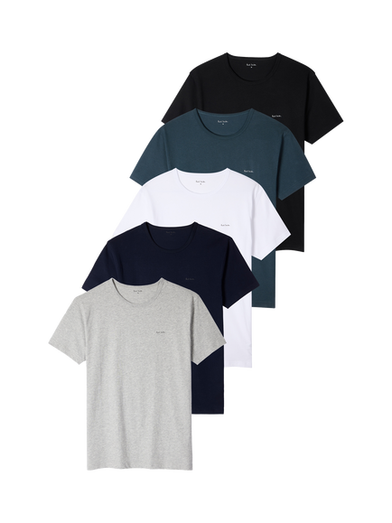 Paul Smith Cotton T-Shirt, Pack of 5, Multi Multi, Multi Multi