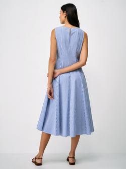 Crew Clothing Flo Cotton Fit & Flare Dress, Blue/White - view 2, Blue/White