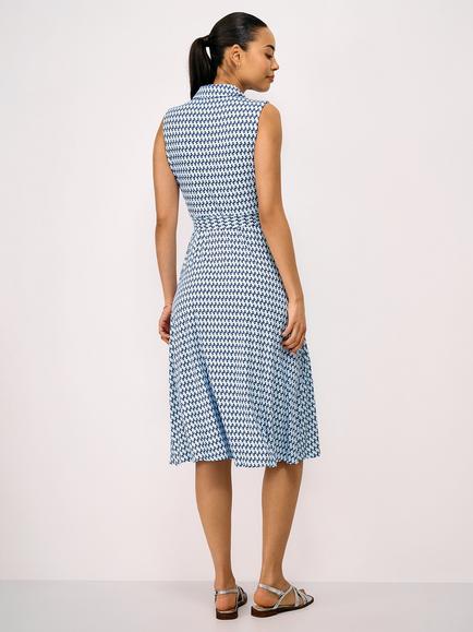 Crew Clothing Emma Sleeveless Jersey Shirt Dress containing LENZING™ ECOVERO™ Viscose, Blue/White - view 2, Blue/White