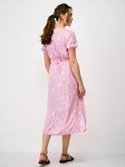 Crew Clothing Ava Floral V-Neck Tea Dress, Pink/White - view 2, Pink/White