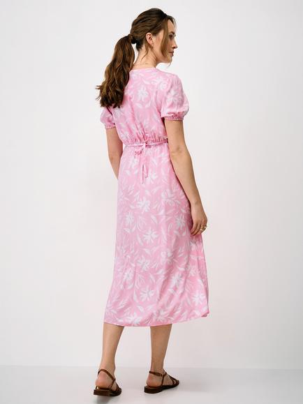Crew Clothing Ava Floral V-Neck Tea Dress, Pink/White - view 2, Pink/White