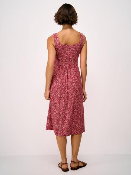 Crew Clothing Polly Sleeveless Jersey Dress containing LENZING™ ECOVERO™ Viscose, Red/White - view 2, Red/White