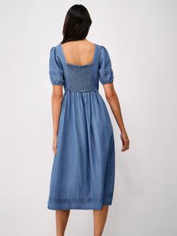 Crew Clothing Lucinda Square Neck Dress, Denim Blue - view 2, Denim Blue