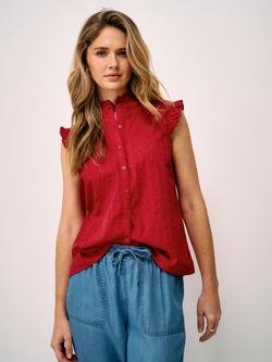 Crew Clothing Neve Broderie Anglaise Blouse, Bright Red