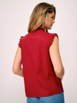 Crew Clothing Neve Broderie Anglaise Blouse - view 2, Bright Red