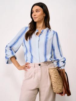 Crew Clothing Bernice Stripe Linen Rich Shirt, Blue, Blue