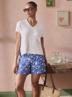 Crew Clothing Floral Print Shorts, Blue/White - view 2, Blue/White