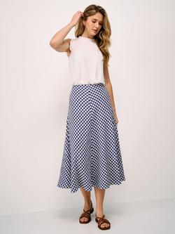 Crew Clothing Jolene Seersucker Gingham Check Skirt, Blue/White, Blue/White