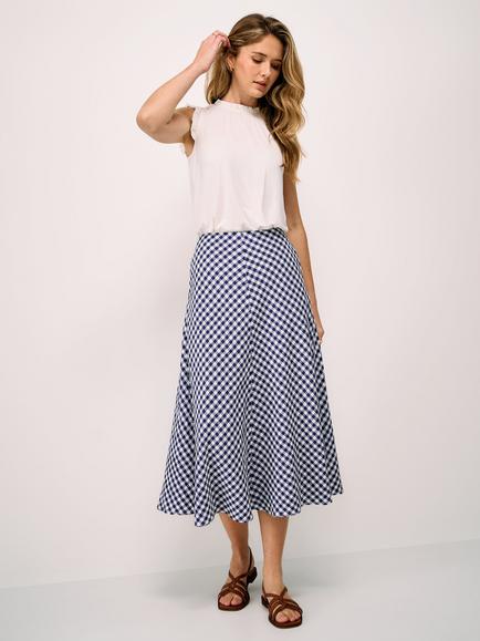 Crew Clothing Jolene Seersucker Gingham Check Skirt, Blue/White, Blue/White