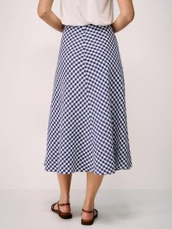 Crew Clothing Jolene Seersucker Gingham Check Skirt, Blue/White - view 2, Blue/White