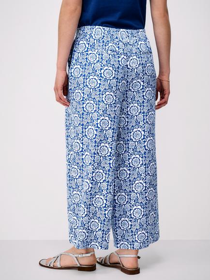 Crew Clothing Cropped Wide-Leg Trousers, Blue - view 2, Blue
