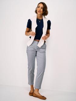Crew Clothing Tapered Trousers, Blue/White