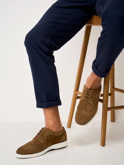 Crew Clothing Suede Casual Brogues, Tan - view 2, Tan
