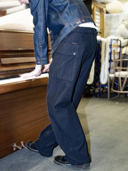 Nudie Jeans Loud Larry Cotton Trousers, Indigo - view 2, Indigo