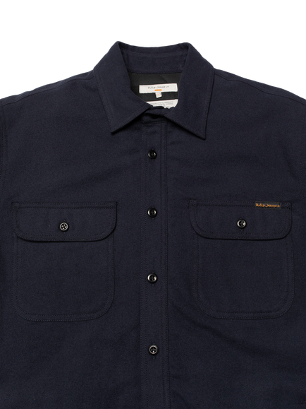 Nudie Jeans Glenn Cotton Shirt, Blueberry - view 2, Blueberry