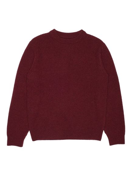 Nudie Jeans August Wool Jumper, Burgundy, Burgundy