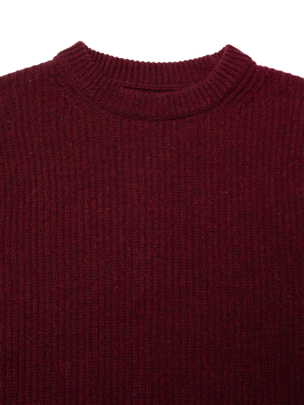 Nudie Jeans August Wool Jumper, Burgundy - view 2, Burgundy