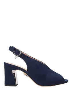 Moda in Pelle Love Alcantara Block Heel Slingback Sandals, Navy