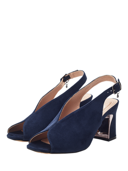 Moda in Pelle Love Alcantara Block Heel Slingback Sandals - view 2, Navy
