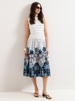 Phase Eight Chiara Sleeveless Abstract Midi Dress, White, White