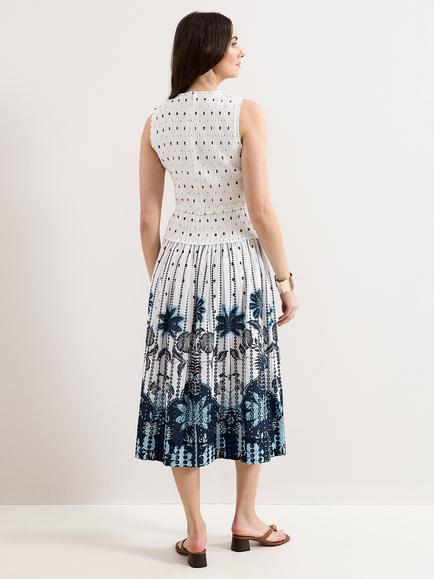 Phase Eight Chiara Sleeveless Abstract Midi Dress, White - view 2, White