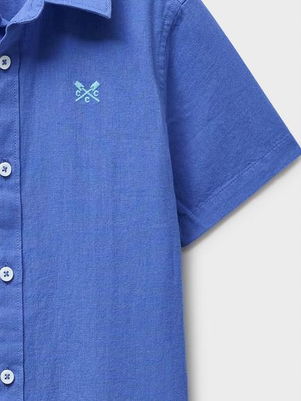 Crew Clothing Kids' Linen Blend Shirt - view 2, Mid Blue